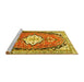 Sideview of Machine Washable Medallion Yellow Traditional Rug, wshtr1098yw