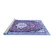 Sideview of Machine Washable Medallion Blue Traditional Rug, wshtr1098blu