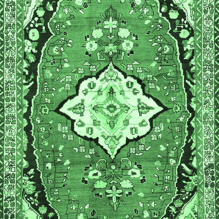 Medallion Emerald Green Traditional Rug, tr1098emgrn