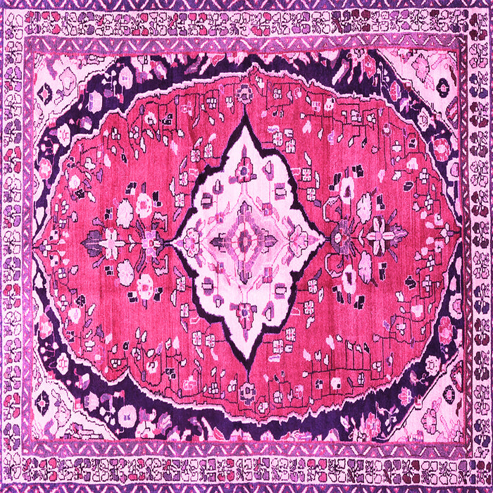 Square Medallion Pink Traditional Rug, tr1098pnk