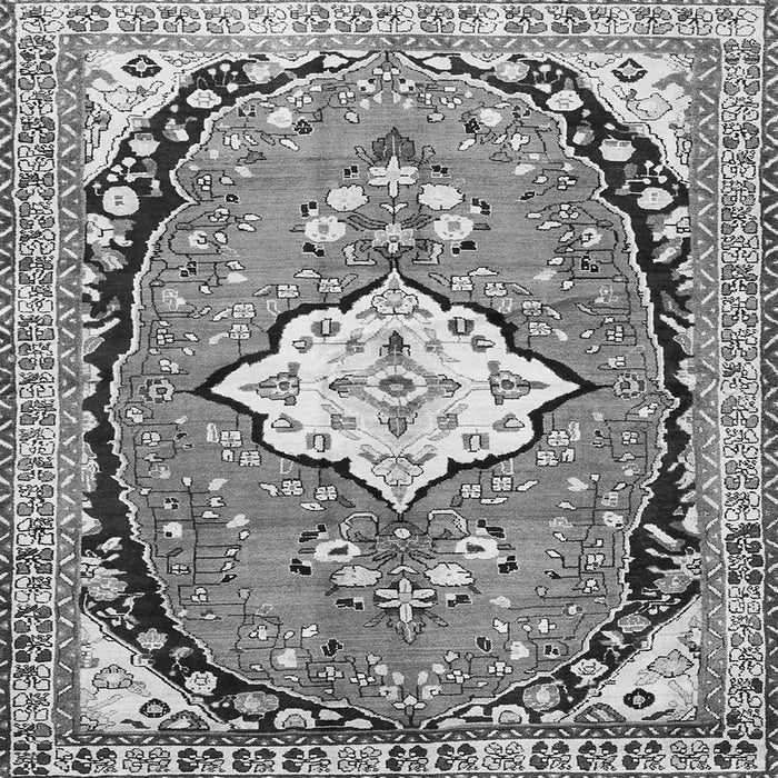 Round Machine Washable Medallion Gray Traditional Rug, wshtr1098gry