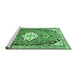 Sideview of Machine Washable Medallion Emerald Green Traditional Area Rugs, wshtr1098emgrn