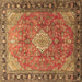 Square Machine Washable Persian Brown Traditional Rug, wshtr1099brn