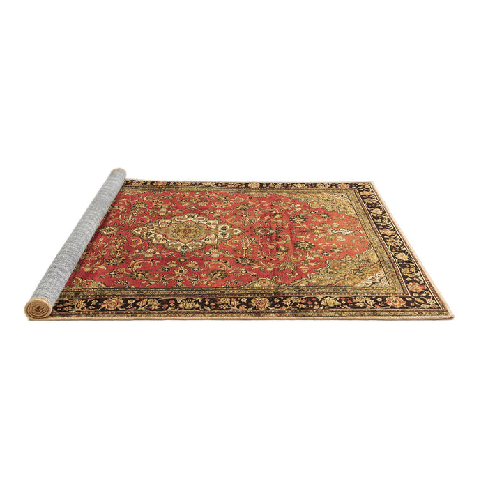 Sideview of Machine Washable Persian Brown Traditional Rug, wshtr1099brn