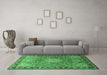 Machine Washable Persian Emerald Green Traditional Area Rugs in a Living Room,, wshtr1099emgrn