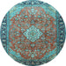 Round Persian Light Blue Traditional Rug, tr1099lblu