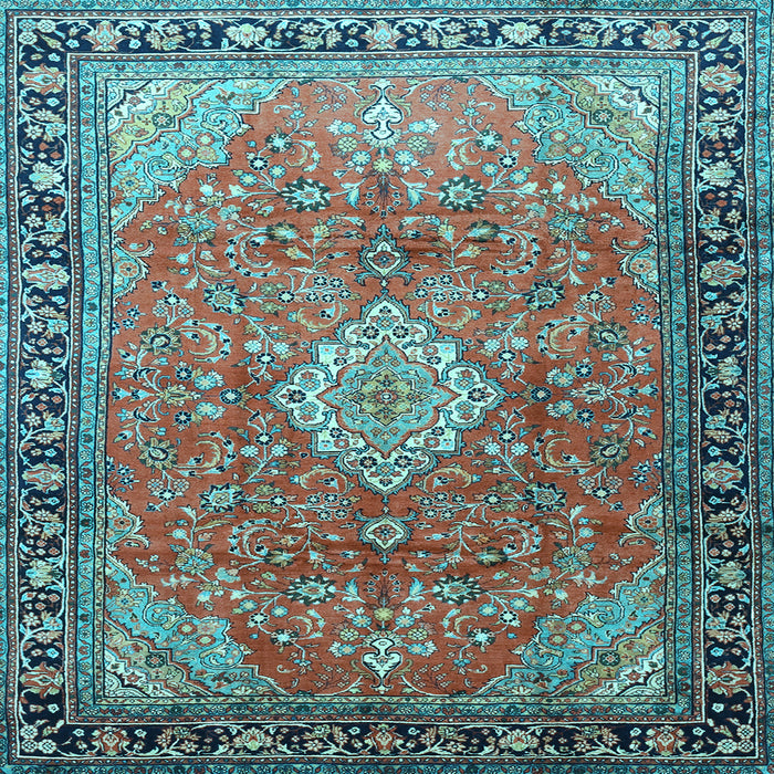 Square Machine Washable Persian Light Blue Traditional Rug, wshtr1099lblu