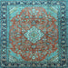 Square Machine Washable Persian Light Blue Traditional Rug, wshtr1099lblu