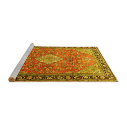 Sideview of Machine Washable Persian Yellow Traditional Rug, wshtr1099yw