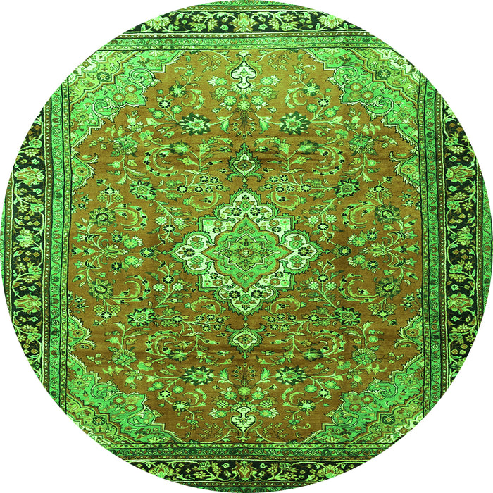 Square Persian Green Traditional Rug, tr1099grn