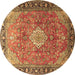 Round Persian Brown Traditional Rug, tr1099brn