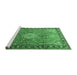 Sideview of Machine Washable Persian Emerald Green Traditional Area Rugs, wshtr1099emgrn