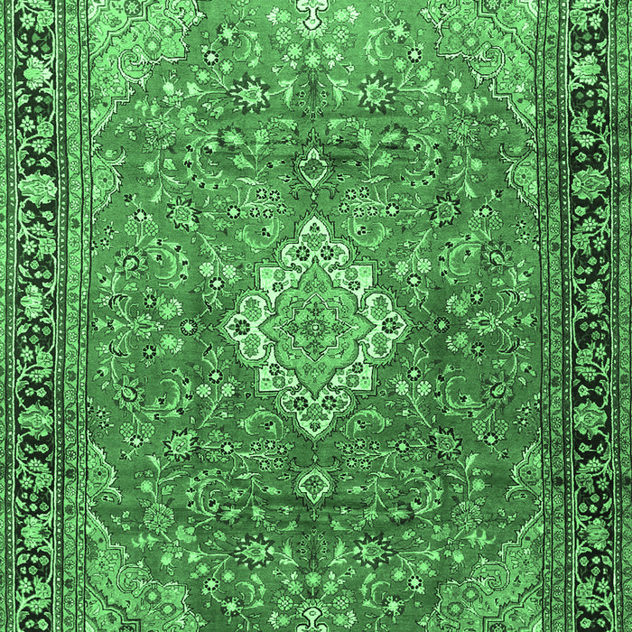 Machine Washable Persian Emerald Green Traditional Area Rugs, wshtr1099emgrn