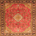 Round Machine Washable Persian Orange Traditional Area Rugs, wshtr1099org