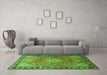 Machine Washable Persian Green Traditional Area Rugs in a Living Room,, wshtr1099grn