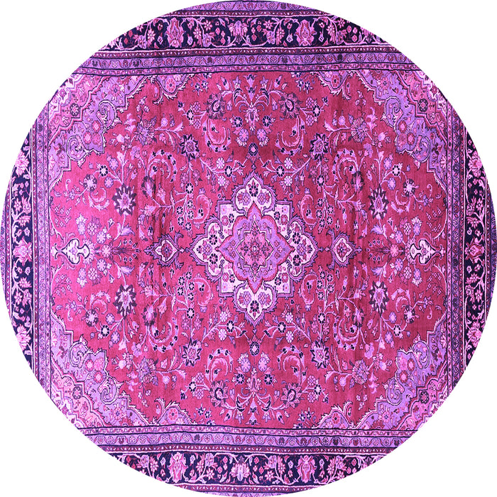 Round Machine Washable Persian Purple Traditional Area Rugs, wshtr1099pur