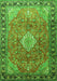 Serging Thickness of Machine Washable Persian Green Traditional Area Rugs, wshtr1099grn