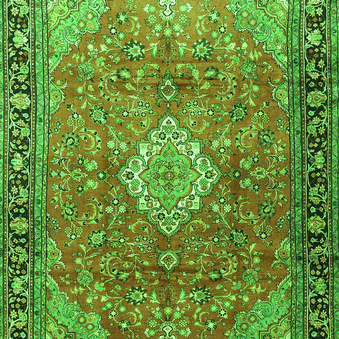 Serging Thickness of Machine Washable Persian Green Traditional Area Rugs, wshtr1099grn