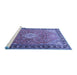 Sideview of Machine Washable Persian Blue Traditional Rug, wshtr1099blu