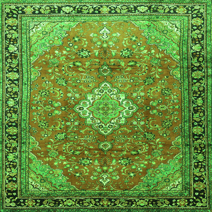 Round Machine Washable Persian Green Traditional Area Rugs, wshtr1099grn