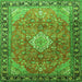 Round Machine Washable Persian Green Traditional Area Rugs, wshtr1099grn