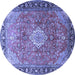 Round Persian Blue Traditional Rug, tr1099blu