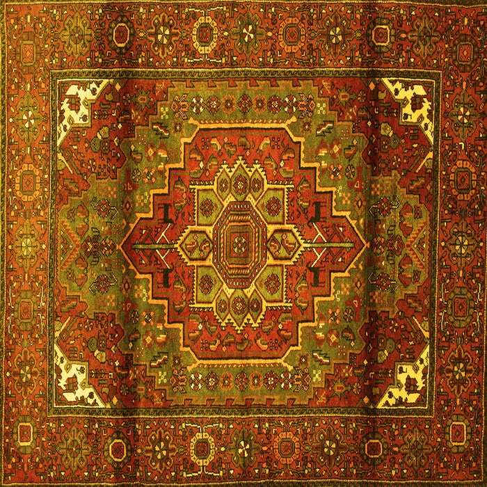 Square Machine Washable Persian Yellow Traditional Rug, wshtr109yw