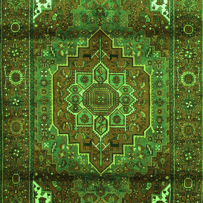 Serging Thickness of Machine Washable Persian Green Traditional Area Rugs, wshtr109grn