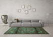 Machine Washable Persian Turquoise Traditional Area Rugs in a Living Room,, wshtr109turq