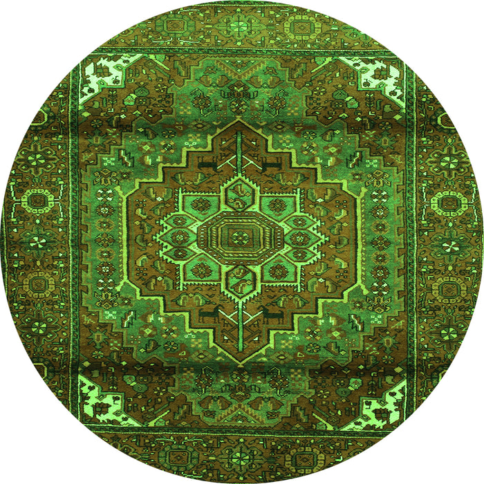 Square Persian Green Traditional Rug, tr109grn