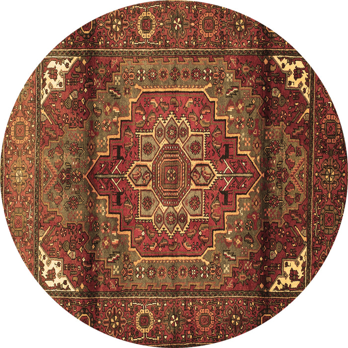 Round Machine Washable Persian Brown Traditional Rug, wshtr109brn