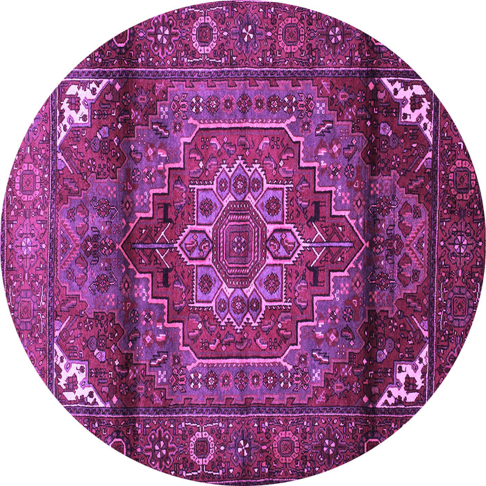 Round Machine Washable Persian Purple Traditional Area Rugs, wshtr109pur