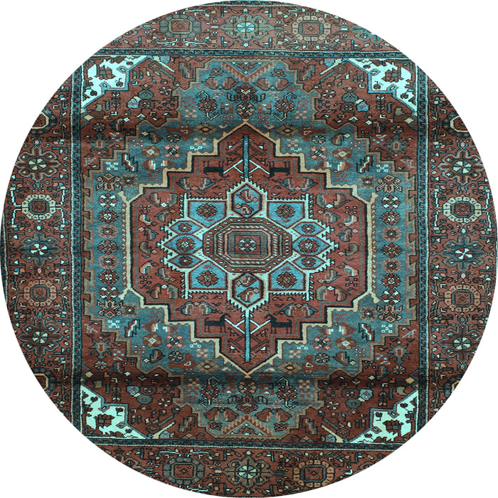 Round Machine Washable Persian Light Blue Traditional Rug, wshtr109lblu