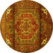 Round Machine Washable Persian Yellow Traditional Rug, wshtr109yw