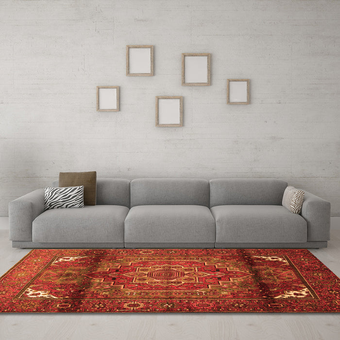 Machine Washable Persian Orange Traditional Area Rugs in a Living Room, wshtr109org