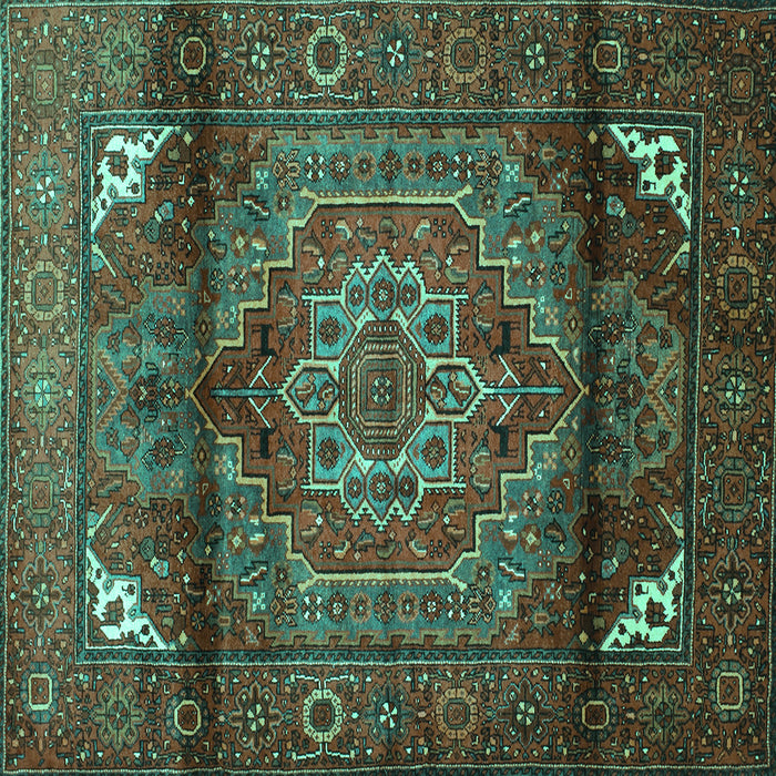 Square Persian Turquoise Traditional Rug, tr109turq
