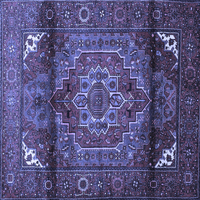 Square Machine Washable Persian Blue Traditional Rug, wshtr109blu