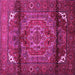 Square Machine Washable Persian Pink Traditional Rug, wshtr109pnk