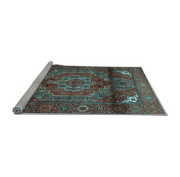 Sideview of Machine Washable Persian Light Blue Traditional Rug, wshtr109lblu