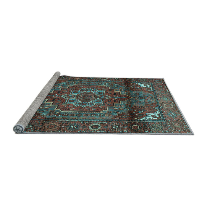 Sideview of Machine Washable Persian Light Blue Traditional Rug, wshtr109lblu