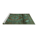 Sideview of Machine Washable Persian Turquoise Traditional Area Rugs, wshtr109turq