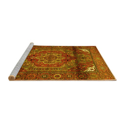 Sideview of Machine Washable Persian Yellow Traditional Rug, wshtr109yw