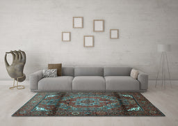 Machine Washable Persian Light Blue Traditional Rug in a Living Room, wshtr109lblu