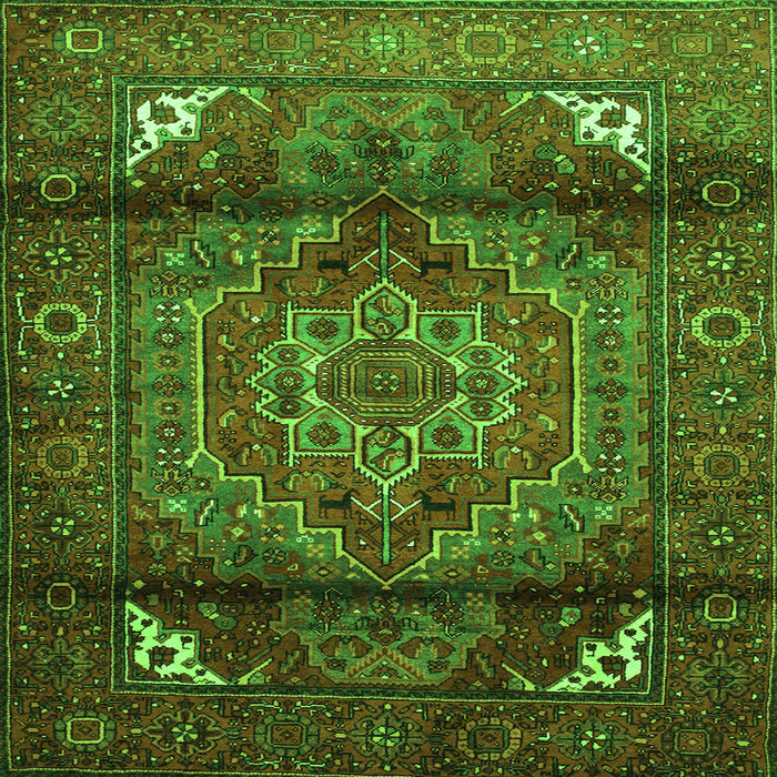 Round Machine Washable Persian Green Traditional Area Rugs, wshtr109grn