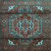 Square Machine Washable Persian Light Blue Traditional Rug, wshtr109lblu