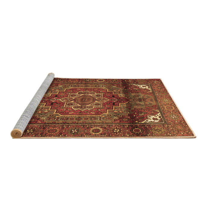 Sideview of Machine Washable Persian Brown Traditional Rug, wshtr109brn