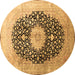 Round Medallion Brown Traditional Rug, tr10brn