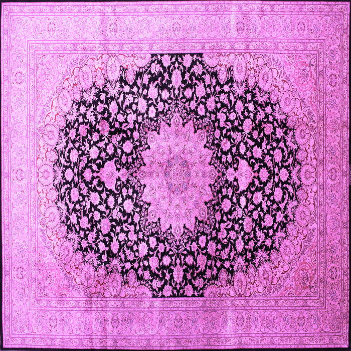Square Machine Washable Medallion Purple Traditional Area Rugs, wshtr10pur