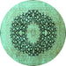 Round Medallion Turquoise Traditional Rug, tr10turq