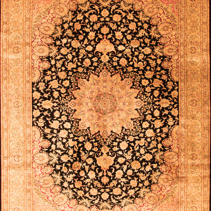 Serging Thickness of Machine Washable Medallion Orange Traditional Area Rugs, wshtr10org